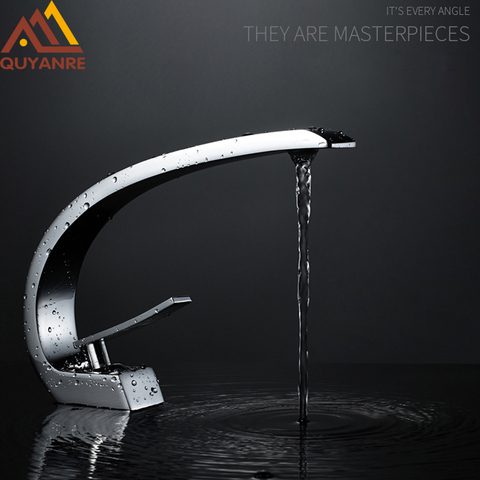 Quyanre Chrome Orange Basin Faucets Modern Bathroom Mixer Tap Brass Washbasin Faucet Single Handle Single Hole Elegant Crane Tap ► Photo 1/6