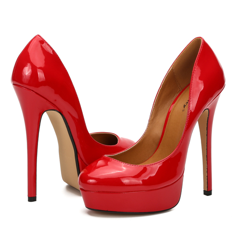 Extreme Pumps 16cm Platform Shoes Ladies Big Size16 Sexy Women's Shoes Classic Round-Toe Red Black Fetish High Heels Stiletto ► Photo 1/1