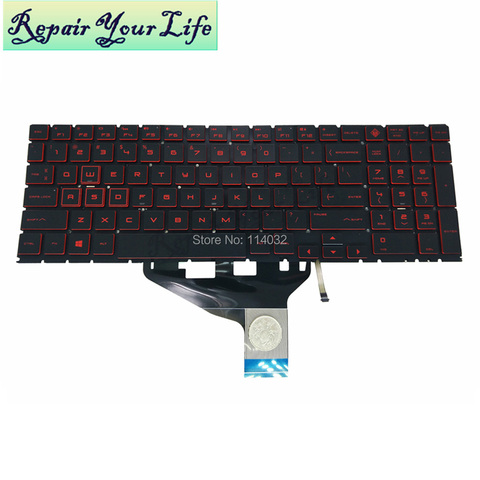 keyboard for HP OMEN 15-DC 15-dc0000tx 01tx 15-dc0086nr US English 9Z.NFBQ.101 NSK-XP1BQ black KB red keys backlit replacement ► Photo 1/6