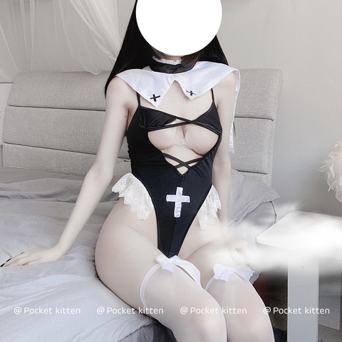 Sexy Lingerie for Woman Maid Uniform Nun Cosplay Costumes Hot Bikini Top Hollow Bodysuit Ultra Short Clothing Maids Outfit ► Photo 1/6