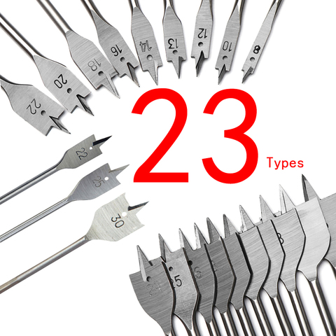 wholesales 6-50mm Flat Drill High-carbon Steel Wood Flat Drill Set Woodworking Spade Drill Bits Durable Woodworking Tool Sets ► Photo 1/6