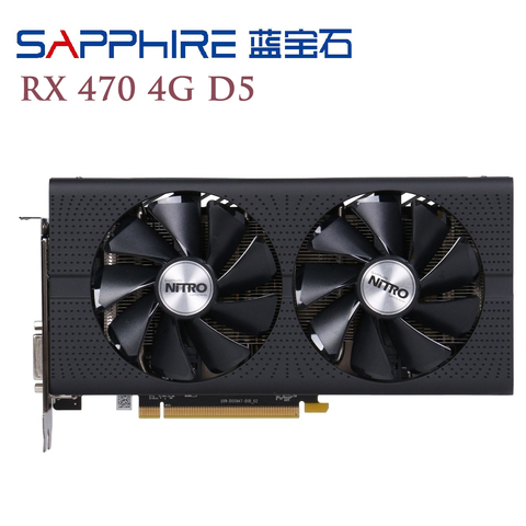 SAPPHIRE RX 470 4GB D5 Graphics Cards 256Bit GDDR5 Video Card For AMD RX 400 Series Radeon RX470-4GB RX 470 2048SP HDMI DVI Used ► Photo 1/6