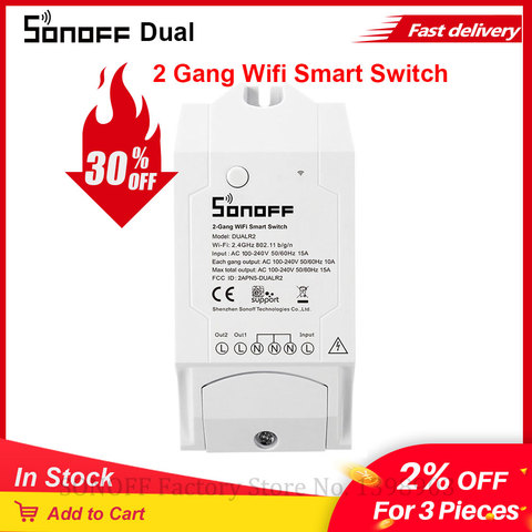 Itead SONOFF Dual 2 Gang Wifi Light Switch universal Relay Module Switch Wireless e-WeLink APP Remote Control Switch Smart Home ► Photo 1/6