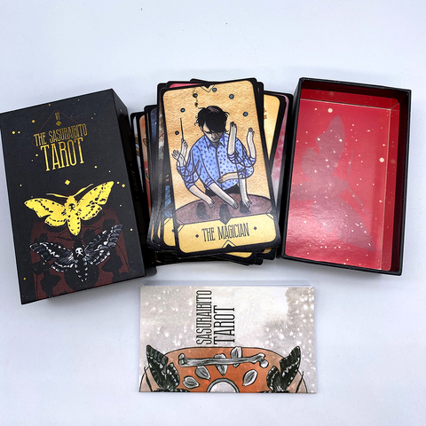 The Sasuraibito Tarot 78 Card Deck and 63-page guidebook Original Divination Gilt edge beautiful sturdy lidded box featuring ► Photo 1/6