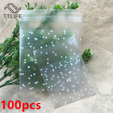 100pcs Plastic Transparent Cellophane Bags Polka Dot Candy Cookie Gift Bag with DIY Self Adhesive Pouch Celofan Bags for Party ► Photo 1/6