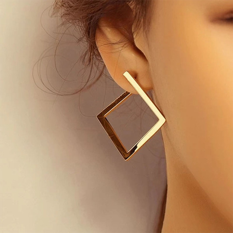 Retro Minimalist Square Earrings Irregular Stud Earrings New Exaggerated Cold Wind Fashion Earring for Women Opening Accessories ► Photo 1/6