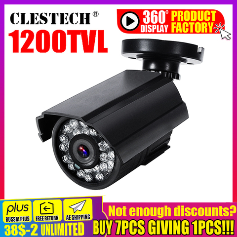 Real 1200TVL HD Mini Cctv Camera Cmos Outdoor Waterproof IP66 IR Night Vision Analog Cam color monitoring security With bracket ► Photo 1/6