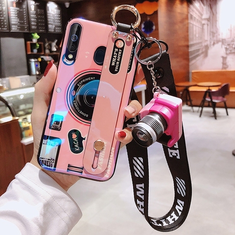 for Samsung Galaxy S20 Ultra Note 10 Plus 5G 9 8 S10 e S9 S8 A51 A71 Case Silicone IMD Wrist Strap Hand Band Cover Lanyard Funda ► Photo 1/6