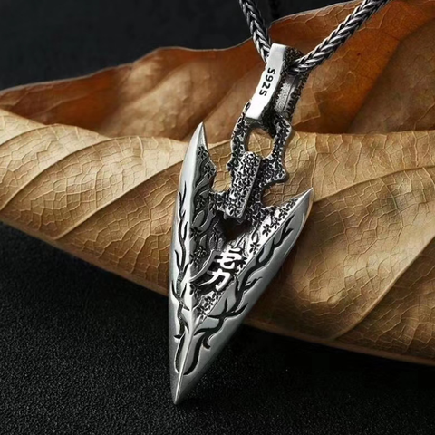 Original Design S925 Sterling Silver Arrowhead Pendant Men Real Silver Tradition Courage Weapon Arrow Pendant Male ► Photo 1/6