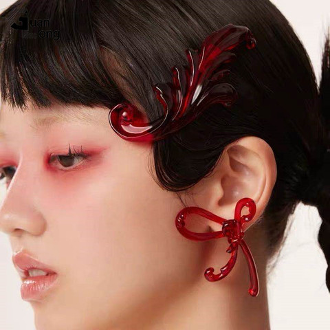 GuanLong Acrylic Handmade Vintage Dangle/Drop Earrings for Women Fashion Jewelry Long Earing Korean Resin Big Cute Earring Black ► Photo 1/6