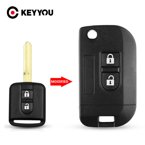 KEYYOU 2 Buttons Modified Flip Folding Remote Key Shell Car Case For NISSAN Qashqai primera Micra Navara Almera Note Sunny ► Photo 1/6