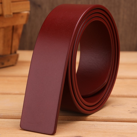 leather belt without gold smooth buckle for mens belts luxury cowboys red black match famous brand buckle 38mm high quality 115 ► Photo 1/1
