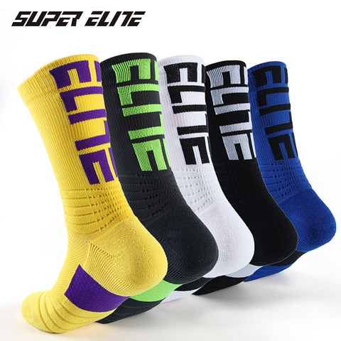 Men's Elite Sports Socks Basketball Anti-slip Thickened Terry Damping Anti-shock Socks Personal Letters Knitting Socks ► Photo 1/6