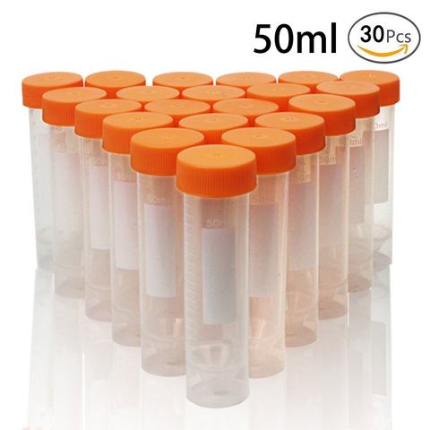 30pcs 50ml Flat-Bottom Plastic Graduated Vial Tube with Screw Cap ► Photo 1/6