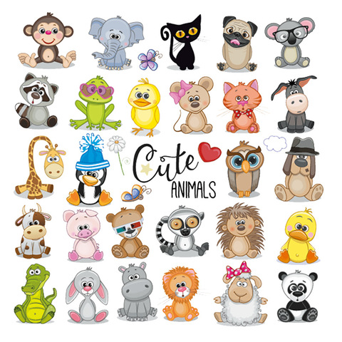 Animal Patches Cute Animals Set Stickers Clothes Diy Accessory Iron On Fashion Stickers Heat Transfer Fabric Patches ► Photo 1/6
