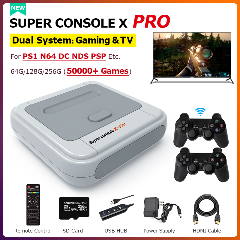 Buy Online Games Super Console X Pro Retro Mini Tv Video Game Consoles 4k Hd Wifi Portable Children Game Console For Ps1 N64 Dc Alitools