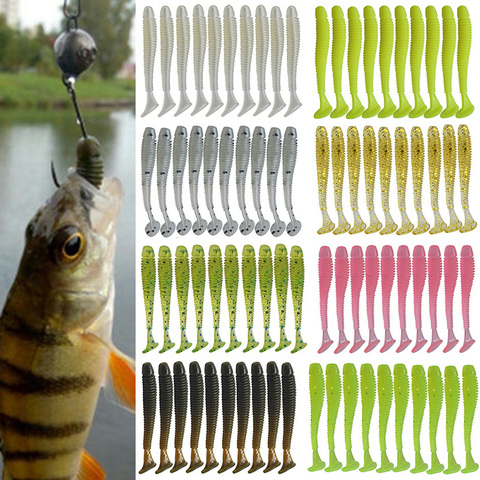 20pcs/Lot Jig Wobblers Fishing Lures 5cm 0.8g Worm Silicone Artificial Soft Bait Carp Bass Fly T Tail Swimbait Isca Pesca Tackle ► Photo 1/6