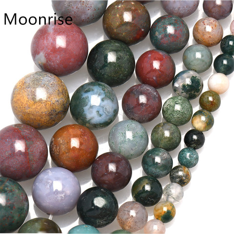 Natural Indian Agate Loose Beads For Bracelet Jewelry Makings Healing Energy Stone Bead Simulated Buddha Mala Bead ► Photo 1/6