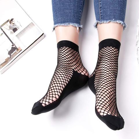 1Pair Fashion Women Girls Lady Sexy Lace Ankle High Fishnet Mesh Net Solid Color Short Crew Summer Breathable Socks New Arrival ► Photo 1/6