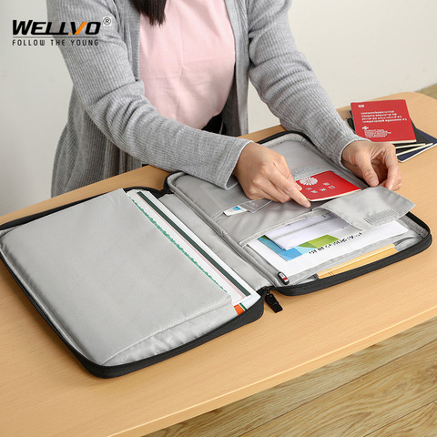 Business Office Organizer Briefcase Bag Documents Certificates Storage Bags Large Pocket Passport Meeting Travel Handbag XA49C ► Photo 1/6