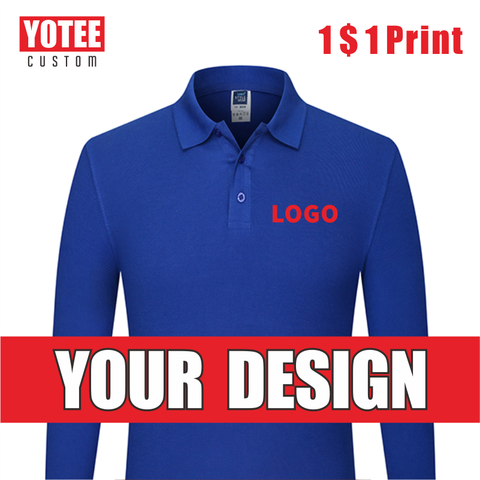 YOTEE Autumn Health Cotton Long Sleeve POLO Shirt Personal Company Group Clothing Custom Printing Design Photo LOGO ► Photo 1/6