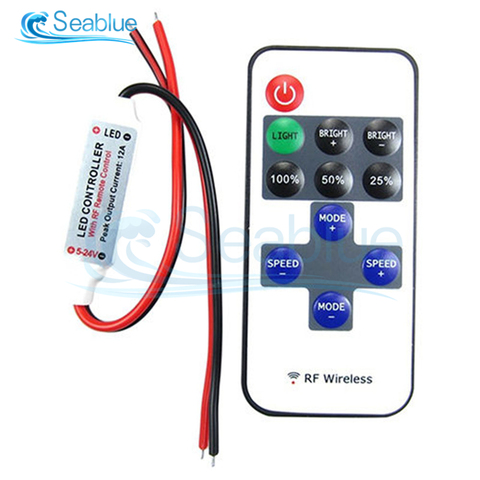 1 Set 12V RF Wireless Remote Control Switch Dimmer Mini In-line LED Light Controller Module For Led Strip Light ► Photo 1/6