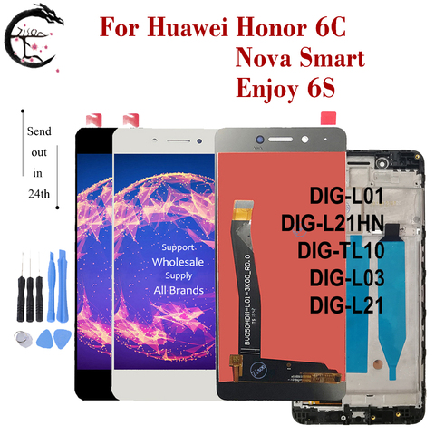LCD With Frame For Huawei Honor 6C DIG-L01 DIG-L03 Nova Smart DIG-L21 L21HN enjoy 6S Display Screen Touch Digitizer Assembly 5
