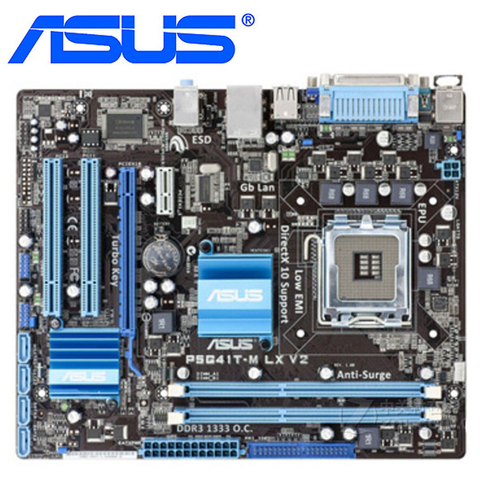 LGA 775 ASUS P5G41T-M LX V2 Motherboard DDR3 8GB G41 P5G41T-M LX V2 Desktop Systemboard Mainboard PCI-E X16 VGA P5G41T Used ► Photo 1/2