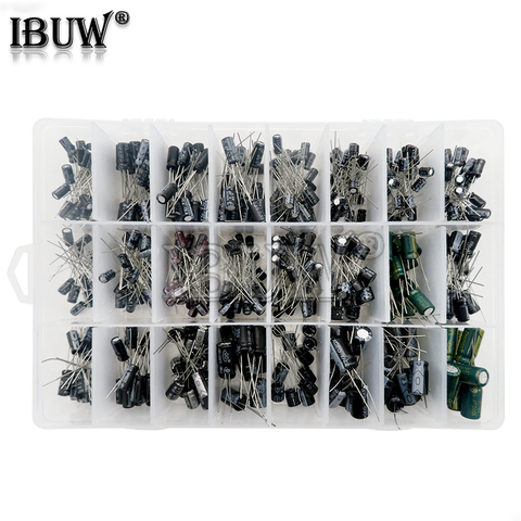 500PCS/lot 0.1UF-1000UF 24Values Aluminum Electrolytic Capacitors 16-50V mix Electrolytic capacitor Assorted kit and storage box ► Photo 1/2