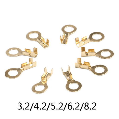 50pcs/lot  Golden O-Type 3.2/4.2/5.2/6.2/8.2 CrimpTerminals Electric Sertir Car Speaker Male Terminal Cold Pressed Plating Lug ► Photo 1/3