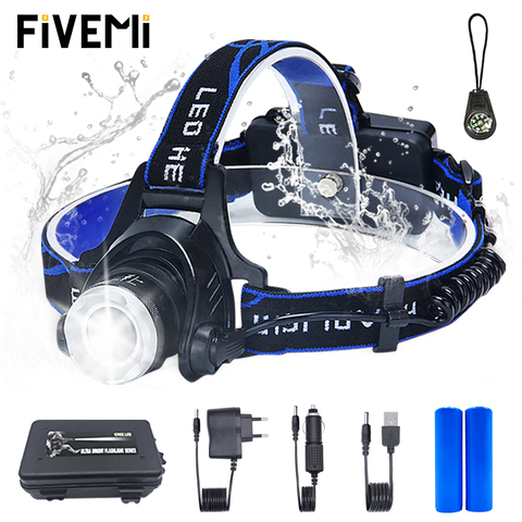 LED headlamp fishing headlight T6/L2 Zoom lamp Waterproof Head Torch Flashlight Head lamp use 18650 battery for Bicycle light ► Photo 1/6