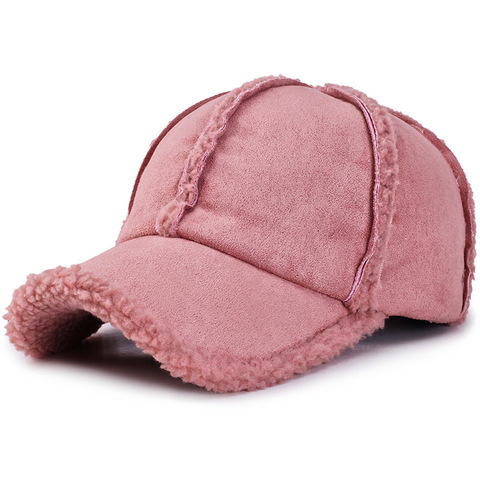 Dusty Pink Women Winter Hat Fleece Lined Faux Suede Baseball Cap Grey Lt.brown Men Cap ► Photo 1/6