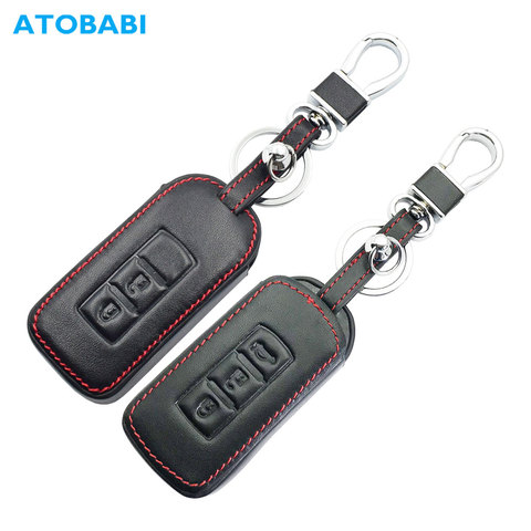 Leather Car Key Case For Mitsubishi Outlander Lancer 10 Pajero Sport L200 ASX RVR Smart Remote Fob Protector Cover Keychain Bag ► Photo 1/6