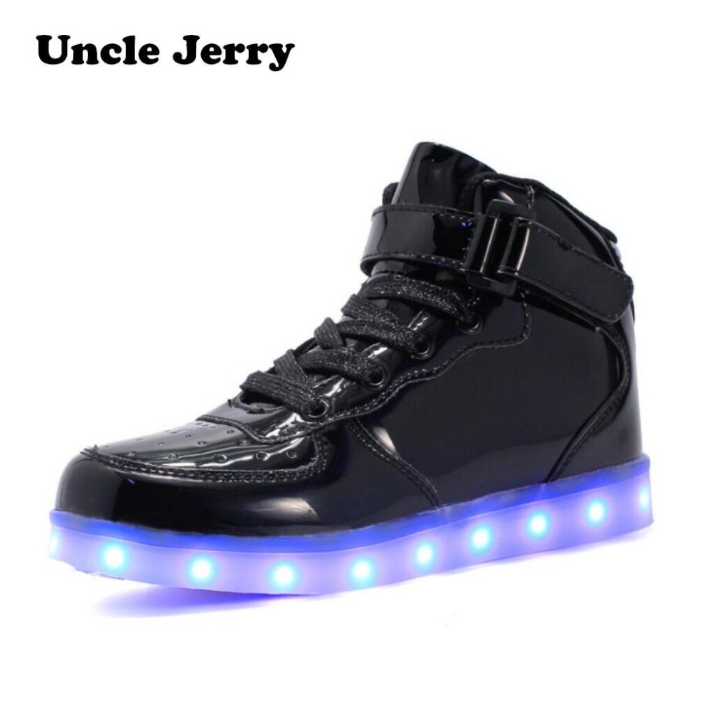 LED Shoes for Kids and Adults USB Charger Light Up Force for Boys Girls Men Women Fashion Party Glowing Sneakers Led Lights Up Shoes Color : Black, Size : 25 