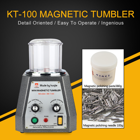 KD-100 Magnetic Tumbler with 100g pins for free, Polishing Machine Mini Magnetic Jewelry Polisher Tumbler Jewelry Tools ► Photo 1/6