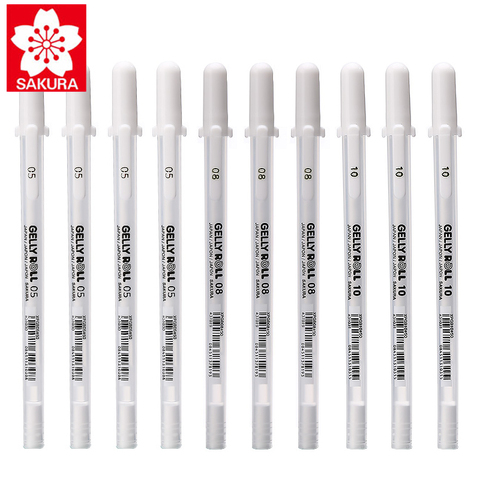 10Pcs Sakura XPGB Jelly Roll 0.3/0.4/0.5mm White Gel Pen Highlight liner for Art Marker Design Comic/Manga Painting Supplies ► Photo 1/6