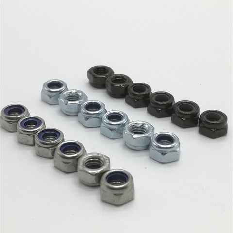 50pc DIN985 M2 M3 M4 M5/6 M8 Galvanized Carbon Steel plating Black Zinc stainless steel 304 Self-locking Nuts Hex Nylon Lock Nut ► Photo 1/4