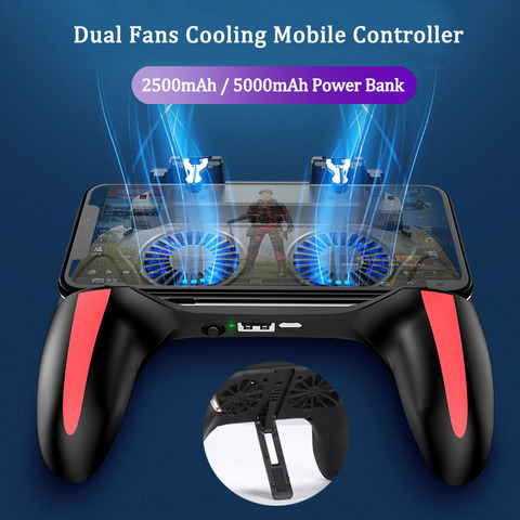 H10 PUBG Mobile Controller with Double Fan Cooling for Iphone Ios Android Phone Game Pad Fire with 2500mah / 5000mah Power Bank ► Photo 1/6