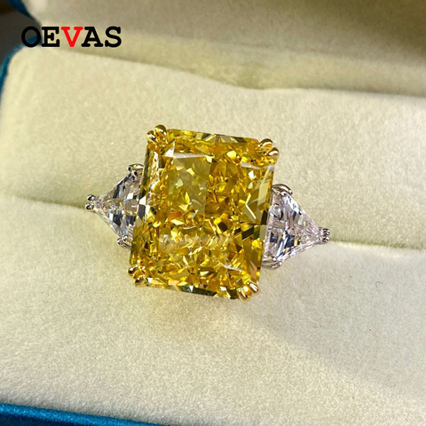 OEVAS 100% 925 Sterling Silver Luxury 13*16mm Topaz High Carbon Diamond Bridal Rings Sparkling Wedding Party Fine Jewelry Gifts ► Photo 1/6