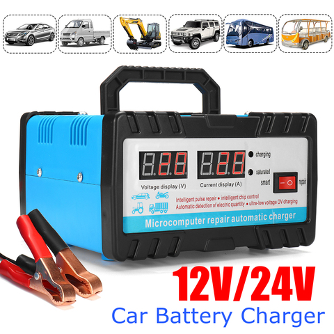 110V/220V 12V/24V 6-400AH 20A Full Automatic Car Battery Charger Protable Auto Motorcycle Batteries Power Supply Charging Units ► Photo 1/6