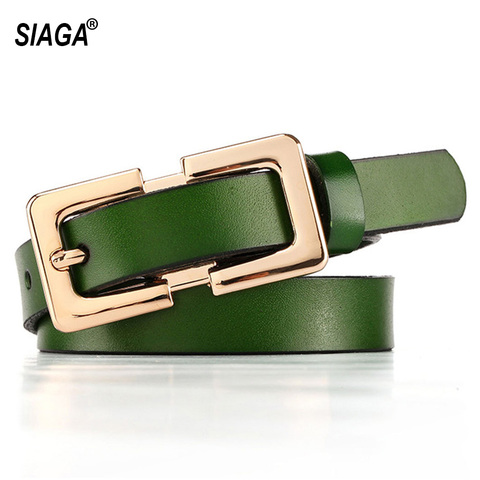 Ladies Soft Genuine Leather Belts Girls Gold Buckles Metal Female Retro Thin Belt for Women Jeans 1.5cm Wide LDFC004 ► Photo 1/6