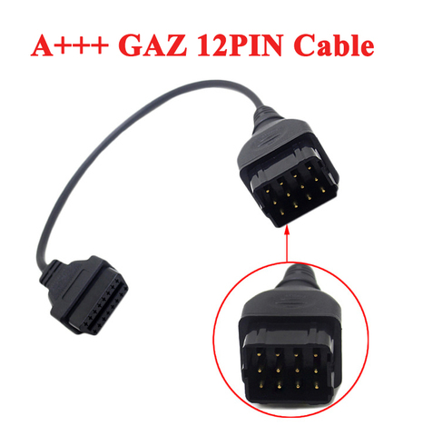 A++ Quality Converter Cable GAZ 12 Pin 12Pin Male to OBD DLC 16 Pin 16Pin Female OBD2 OBDII Car Diagnostic Tool Adapter ► Photo 1/3
