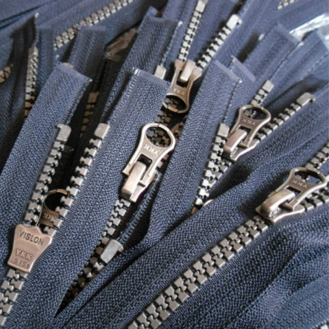 8 PCS/LOT Long RESIN YKK Zipper OPEN END Dark Blue VINTAGE Silver SLIDER for coat jacket  Clothing SEWING Accessories ► Photo 1/1