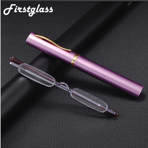 Fodable Mini Resin Reading Glasses Portable Slim Lightweight Men Women Folding Presbyopic Eyeglasses with Tube Case 1.00-4.00 ► Photo 1/6