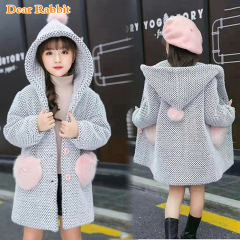 2022 New Winter Sweater Cotton Kid Outerwear Clothes Toddler Children Casual Turn-down Collar Plaid wool Coat for girls clothing ► Photo 1/6