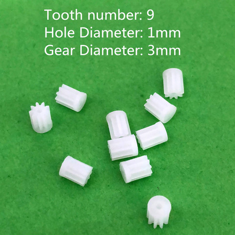 10pcs/lot K021Y 91A Mini Plastic Motor Shaft Gear Sets 9 Tooth 1mm Hole Diameter DIY Helicopter Robot High Quality x5 x5c M68 ► Photo 1/1