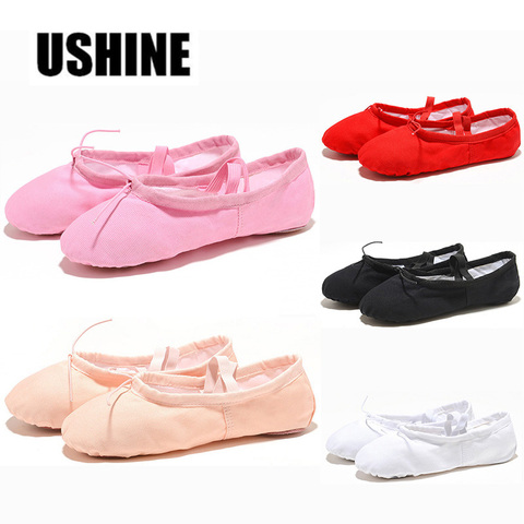 USHINE Yoga Slippers Gym Teacher Yoga Ballet Dance Shoes For Girls Women Ballet Shoes Canvas Kids Children ► Photo 1/6