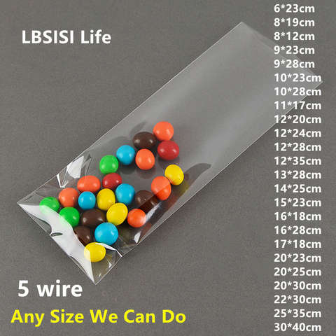 LBSISI Life 100pcs Transparent Plastic Bag For Candy Cookie Bread Food Chocolate Bean Clear Top Open Pen Gift Packaging Bags ► Photo 1/6