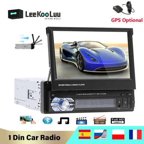 LeeKooLuu 1 Din Car radio 7inch Touch Screen Bluetooth Car Stereo Mirror Link Autoradio Stereo Audio MP5 Video Player USB FM AUX ► Photo 1/6