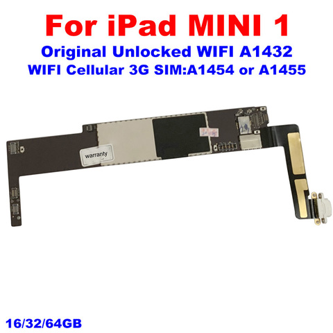 A1432 wifiVersion A1454 or A1455 Original unlock icloud for Ipad MINI 1 Motherboard for Ipad MINI 1 Logic boards with IOS System ► Photo 1/3